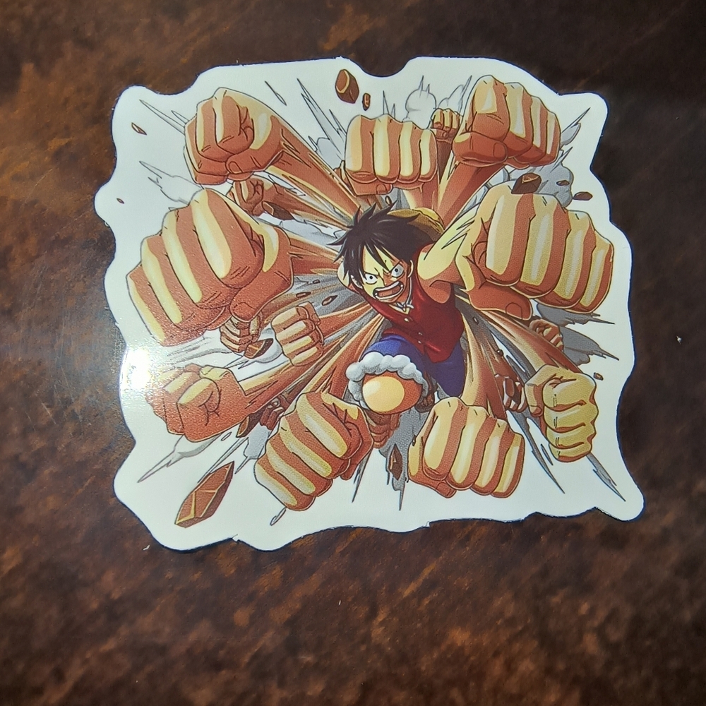 Onepiece Luffy Sticker with Red Shirt and Tan Fists